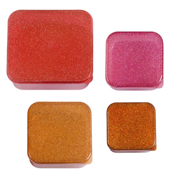 A Little Lovely Company Lunch & snack box set Glitter Autumn Pink