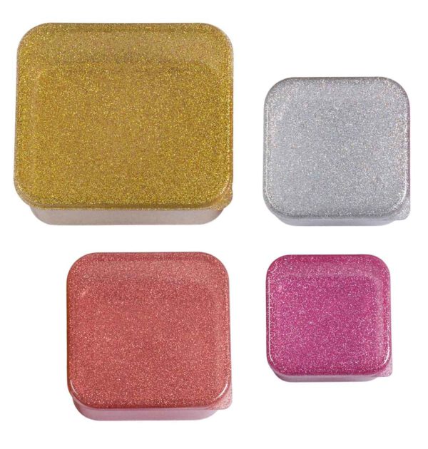 A Little Lovely Company Lunch & snack box set Glitter Gold Blush