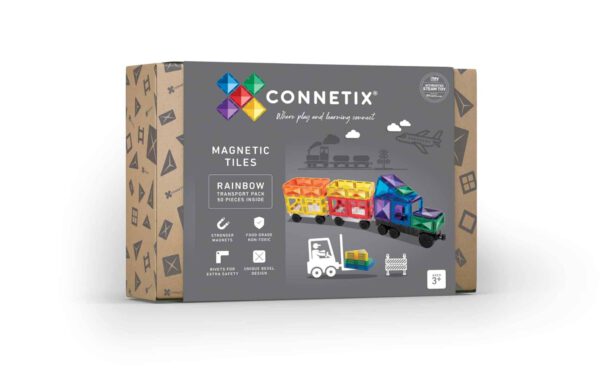 Connetix Magnetische Tegels Rainbow Transport 50 stuks