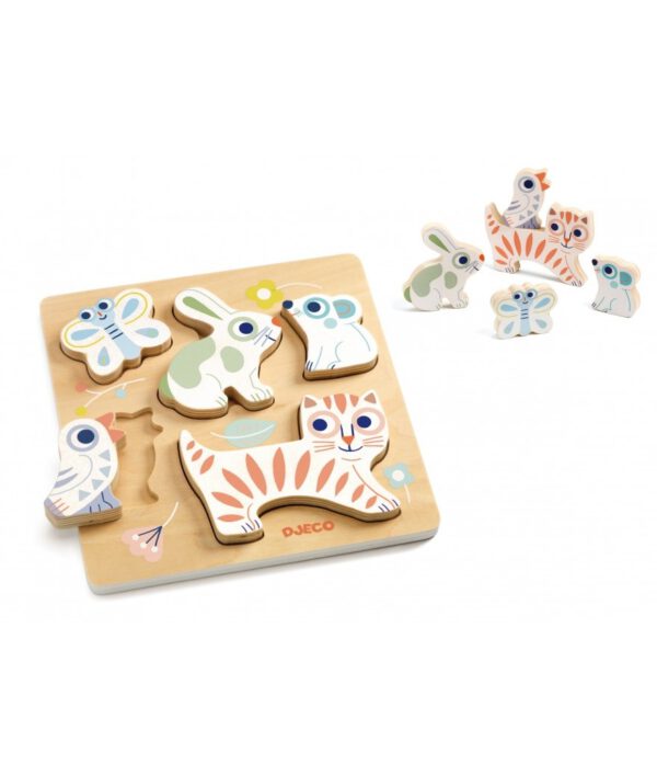 Djeco Houten puzzel Baby dieren