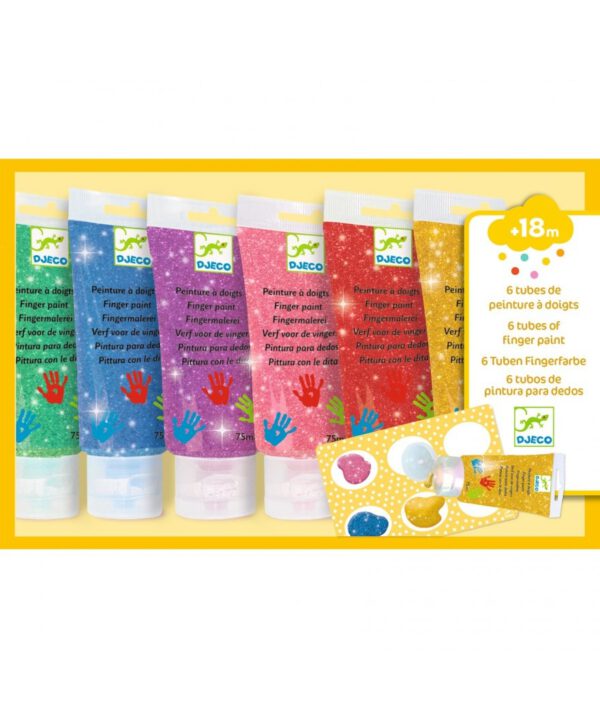 Djeco Vingerverf Glitter | 6 tubes