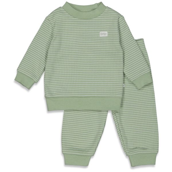 Feetje Kinder Pyjama Wafel Groen Melange