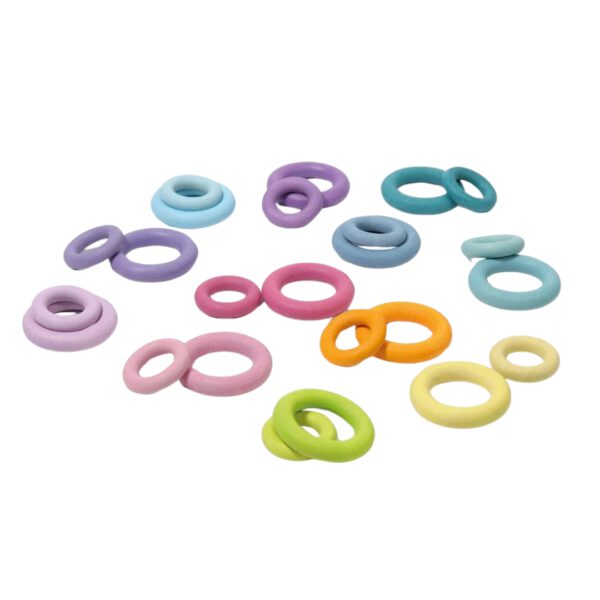 Grimm's Houten Ringen Pastel 24-stuks