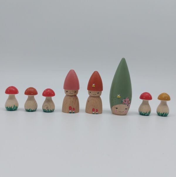 Grote Set Kabouters met Paddenstoelen