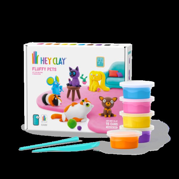 Hey Clay Interactieve Boetseerklei Fluffy Pets (15 kleuren)