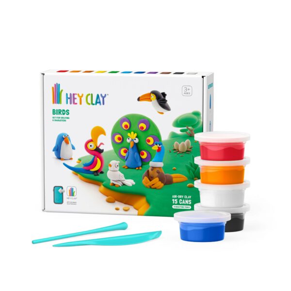 Hey Clay Interactieve Boetseerklei Vogels (15 kleuren)