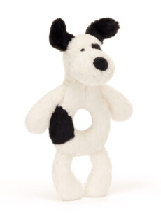 Jellycat Bashful Black & Cream Puppy Ring Rattle