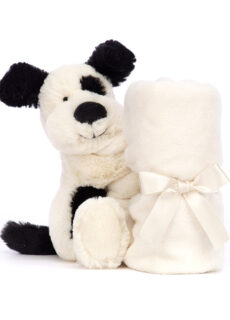 Jellycat Bashful Black & Cream Puppy Soother Knuffeldoek