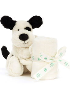 Jellycat Bashful Black & Cream Puppy Soother Knuffeldoek - Baby collectie