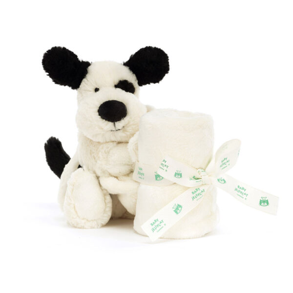 Jellycat Bashful Black & Cream Puppy Soother Knuffeldoek - Baby collectie