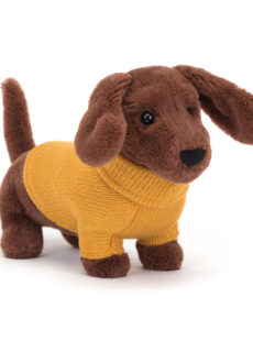 Jellycat Knuffel Sweater Sausage Dog Yellow