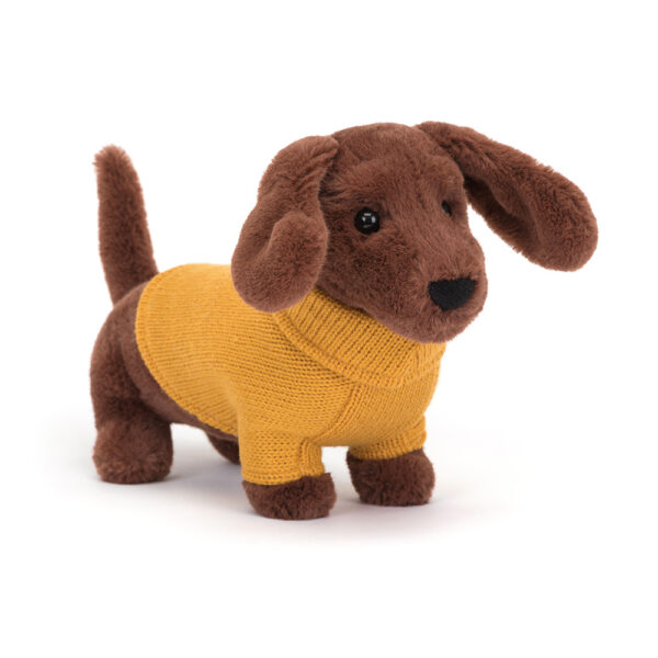 Jellycat Knuffel Sweater Sausage Dog Yellow