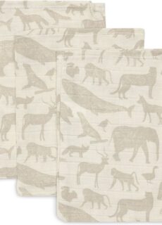 Jollein Hydrofiel Washandje 15x20cm Animals Nougat (3pack)