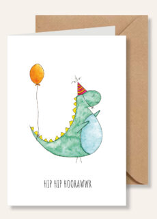 Juulz Illustrations Wenskaart Dino Hip Hip Hoorawwr