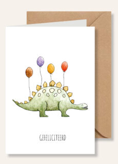 Juulz Illustrations Wenskaart Stegosaurus Gefeliciteerd