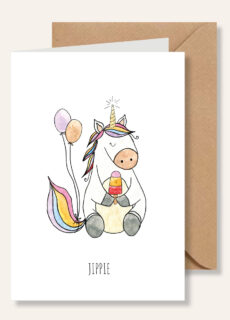 Juulz Illustrations Wenskaart Unicorn Jippie