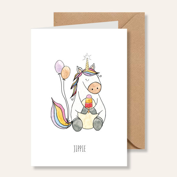 Juulz Illustrations Wenskaart Unicorn Jippie