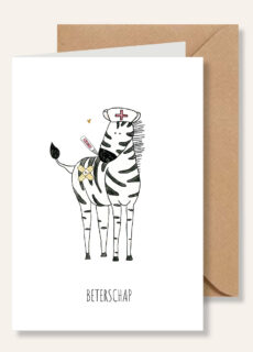 Juulz Illustrations Wenskaart Zebra Beterschap