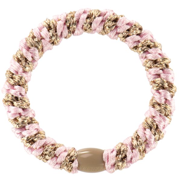 Kknekki Haarelastiekje Light Pink Beige Stripe Glitter