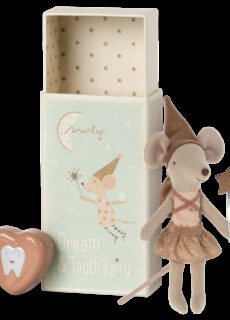 Maileg Tandenfee Tooth fairy mouse in luciferdoosje - Rose