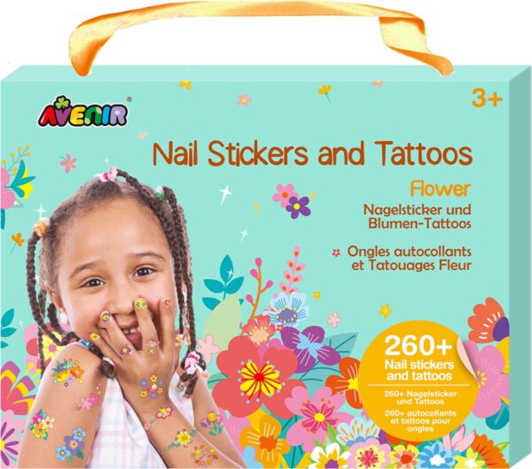 Nagelstickers en tattoo Flower