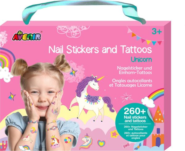 Nagelstickers en tattoo Unicorn