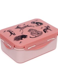 Petit Monkey Lunchbox Black Animals | Pink