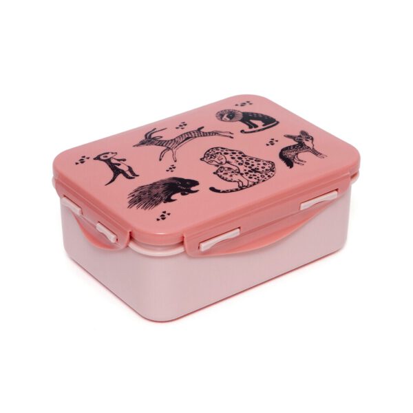 Petit Monkey Lunchbox Black Animals | Pink