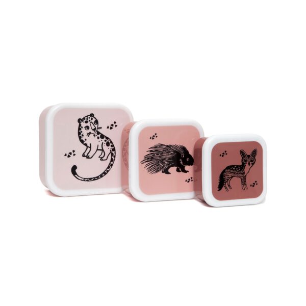 Petit Monkey Lunchbox Set Black Animals