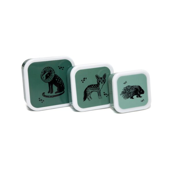 Petit Monkey Lunchbox Set Black Animals Salie