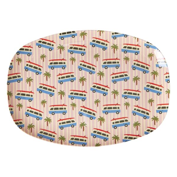 Rice Melamine Ovaal Bord Pink Cars