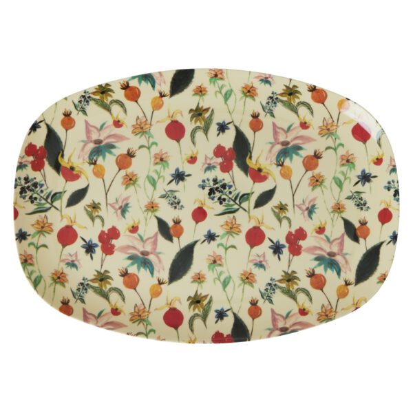 Rice Melamine Ovaal Bord Winter Rosebuds