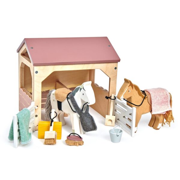 Tender Leaf Toys Houten Huisdierenset | Stal met Pony's